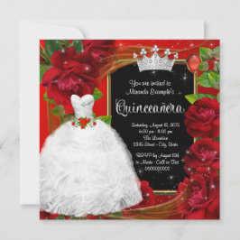 Röd Ros Prinsessa Quinceanera Inbjudningar