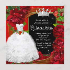 Röd Ros Prinsessa Quinceanera Inbjudningar
