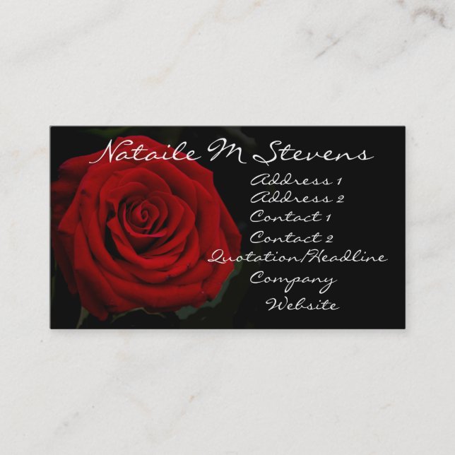 Röd ros profilerar kortet visitkort (Framsida)