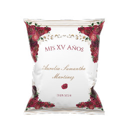 Röd ros Quinceañera Chip Bag Wrapper Reklamblad