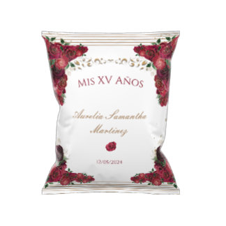 Röd ros Quinceañera Chip Bag Wrapper Reklamblad