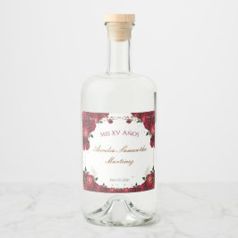 Röd ros Quinceañera Liquor Flaska-etiketter Spritflaskor Etikett