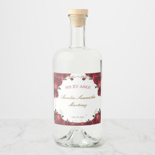 Röd ros Quinceañera Liquor Flaska-etiketter Spritflaskor Etikett