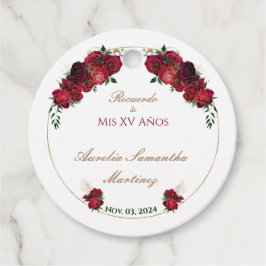 Röd ros Quinceañera-partiets favoritMärkre Gåvor Etiketter