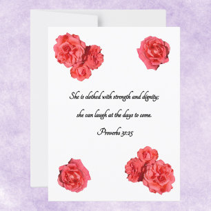 Röd ros Ram Anpassningsbar Bible Verse Proverbs 31 Vykort