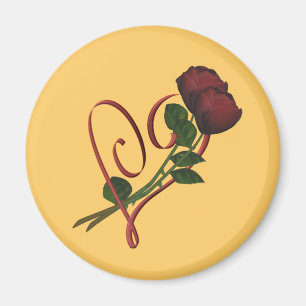 Röd ros Red Heart Flower Magnet