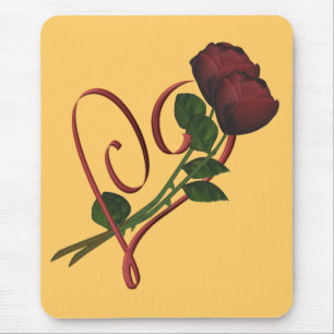 Röd ros Red Heart Flower Mousepad Musmatta