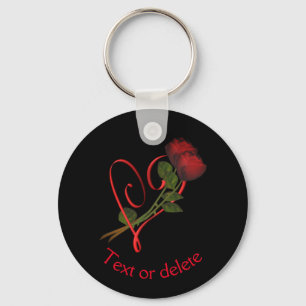 Röd ros Red Heart Flower Personlig Nyckelring