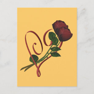 Röd ros Red Heart Flower vycard Vykort