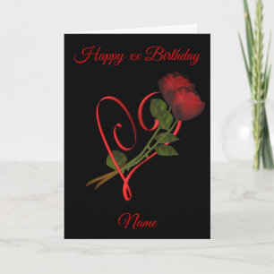 Röd ros Red Heart Personlig Birthday Kort