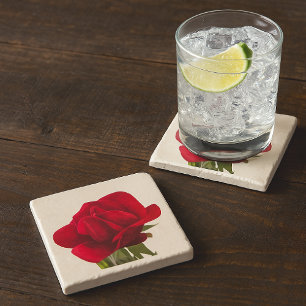 Röd ros - Red rose Stenunderlägg