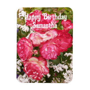 Röd ros Ro Blomkål Blommigt födelsedag Magnet