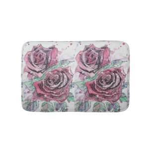 Röd ros Ro konstblomma blommigt Bath Mat Badrumsmatta