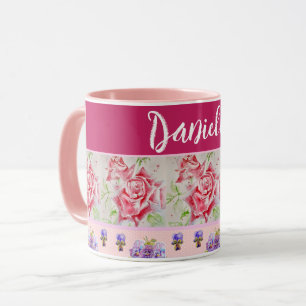 Röd ros Ro Rosa Shabby chic Mugg