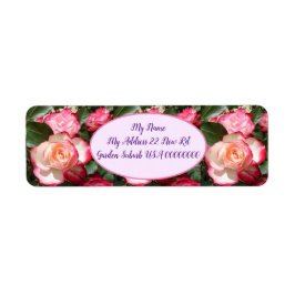 Röd ros Ro Vitblommor, Blommigt Garden Returadress Etikett