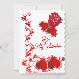 Röd ros Romantic Hearts är mina Alla hjärtans Julkort