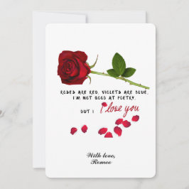 Röd ros Romantic I Kärlek You Valentines day Card
