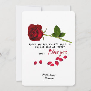 Röd ros Romantic I Kärlek You Valentines day Card