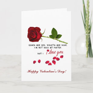 Röd ros Romantic I Kärlek You Valentines day Card Anteckningskort