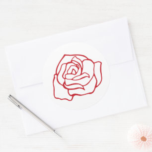 Röd ros Romantic Stickers Runt Klistermärke