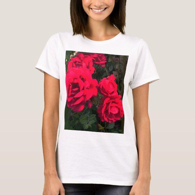 Röd ros Rosarium T Shirt (Framsida)