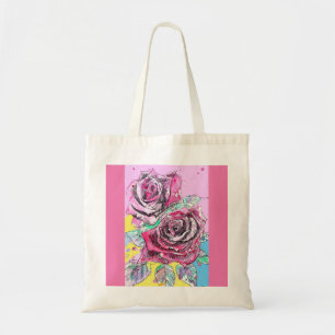 Röd ros Rosor Rosa Akvarell blommig Blomma Tygkasse