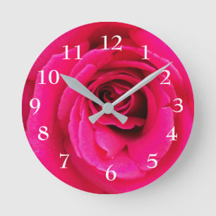 Röd ros Round Clock Rund Klocka