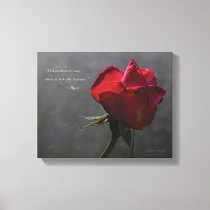 Röd ros Rumi citationstecken, 14" x 11" - LITET Canvastryck