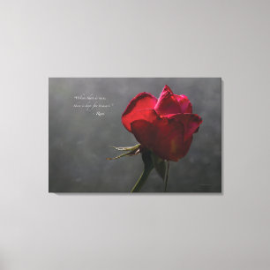 Röd ros Rumi citationstecken, 36" x 24" - STORT Canvastryck