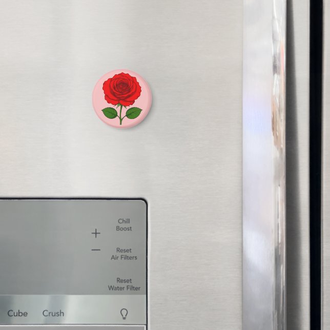Röd Ros Rund Magnet (In Situ (Fridge))