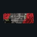 Röd ros Rustic Black Snöre Wedding Favor Gift Returadress Etikett<br><div class="desc">Anpassa</div>