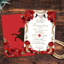 Röd ros Rustic Elegant Charro Quinceañera Inbjudningar