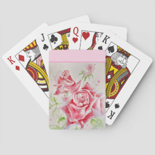 Röd ros Shabby chic Watercolor Ro Rosa Blommigt Casinokort