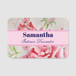 Röd ros Shabby chic Watercolor Ro Rosa Blommigt Namnbricka