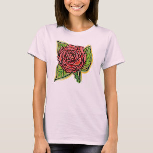 Röd ros-skjorta t shirt