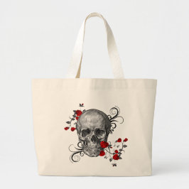 Röd ros Skull Jumbo Tygkasse