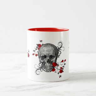 Röd ros Skull-kaffe Mugg
