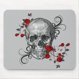 Röd ros Skull Musmatta