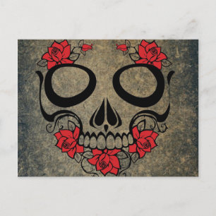 Röd ros Skull-vykort Vykort