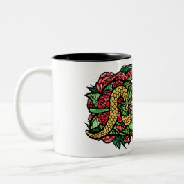 Röd ros Snake Art Snakes Ro Två-Tonad Mugg