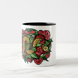 Röd ros Snake Art Snakes Ro Två-Tonad Mugg
