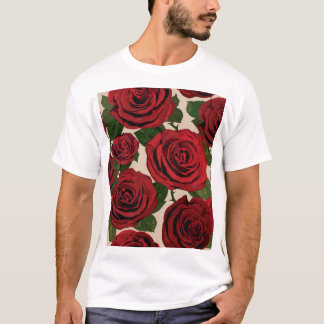 Röd ros: Sömlös Blommigt - bakgrund T Shirt