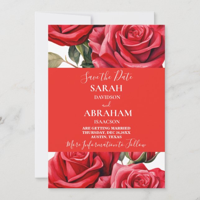 Röd ros Spara datum Inbjudningar (Framsida)