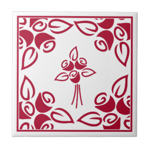 Röd ros Square Motif Ceramic Tile Kakelplatta