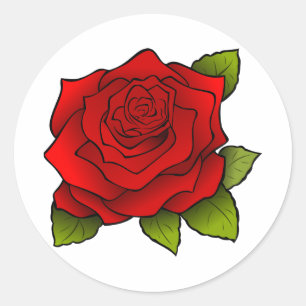 röd ros Sticker Runt Klistermärke