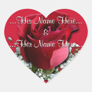 Röd ros Stickers Romantic Ro Wedding Stickers Hjärtformat Klistermärke