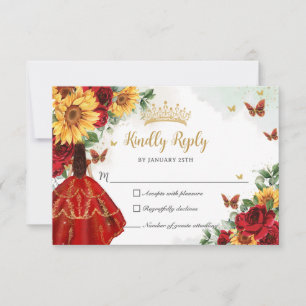 Röd ros Sunblommor Princess Quinceañera OSA Kort