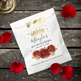 Röd Ros Svart Guld Elegant Quinceanera Tack