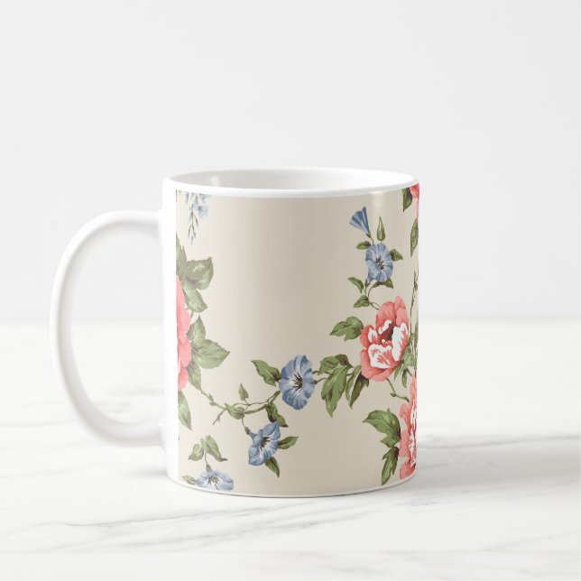 RÖD ROS SVÅRT MÖNSTER MED BLUE BELLSmönster,f Kaffemugg (Vänster)