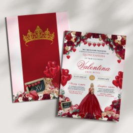 Röd ros Sweet 15 Valentineser Quinceanera Inbjudningar